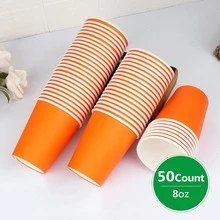 90/50/25/10/3 piezas Vasos de papel naranja, Vasos desechables/Vajilla, Tazas de té, Vasos de agua, Vasos para bebidas, Vasos de leche, Vasos de jugo, Tazas de café, Adecuados para bebidas frías/calientes, Oficina, Fiesta, Hogar, Viaje, Fiesta de cumpleaños, Boda, Día del Padre, Navidad, Regreso a la escuela, Celebración de vacaciones, Reunión de cumpleaños, Decoración del hogar - Multicolor - Ver 4