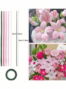 Pink Tulip Velvet Strip Handmade Kit, Upgraded Dense Velvet Strip Brush, Suitable For Handmade Crafts, Artificial Floral Arrangement, Valentine's Day, Mother's Day Gifts, World Cup, Graduation Season Gifts, Back To School Decoration Party Gifts, Holiday Gifts - Multicolor - View 7