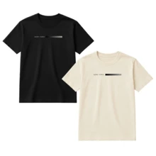 Set Of 2 Men's T-Shirts, 100% Premium Cotton, Printed, Various Colors, New Release - 米白色和黑色 - 查看 1