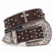 SUOSDEY Unisex Rhinestone Belt  Halloween    Vintage    Rivet    Sparkly Bling Diamond  Belts  Music Festival Wear - 卡其色 - 查看 1