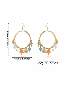 1 Pair Summer Versatile Casual Ocean Style Bohemian Minimalist Vintage Starfish & Shell Earrings - Multicolor - View 5
