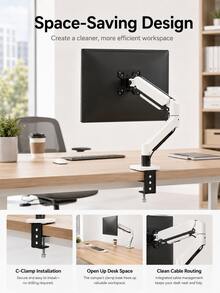 Monitor Mount, 360° Rotating Tilting Height Adjustable Desktop Monitor Arm, Fits 17-32 Inch Screens, Compatible With VESA 75/100mm, Supports 9kg/19.8lbs, Ergonomic Computer Monitor Stand With Cable Management, Suitable For Office, Gaming And Home Workstation | Boy Gaming Computer Screen Mount - View 5