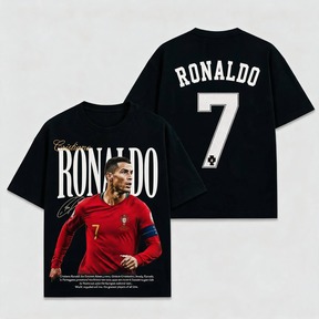 FIFA Ronaldo Portugal # 8 World 2026 Premium Cotton Graphic Tee Vintage Soccer Shirt Red Unisex Heavyweight T-Shirt Portugal National Team Football Fan Str