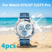 4pcs/Pack, Compatible With Huawei Watch GT6/GT5/GT5 Pro 46mm, 42mm And 41mm Screen Protector, Made Of Tempered Glass, 9H Hardness, High Definition Clarity, Suitable As Halloween And Christmas Gifts. - 4pcs, Clear for GT6 46mm - View 1