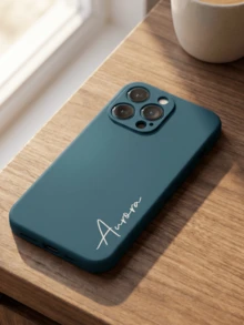 個性化客製化姓名字母手機殼，適用 17 16 15 14 13 12 11 Pro Max Air，液態矽膠軟膠 DIY 刻字防震保護殼，送給男友、女友或情侶的 DIY 手機殼生日禮物 - 藍色 - 查看 3