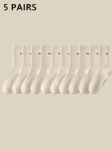 40/30/20 Pasang Kaos Kaki Pria Warna Polos dengan Huruf di Tumit, Dipersonalisasi, Panjang Setengah Betis 5/10/15 Pasang - MultiWarna - View 13