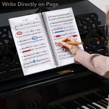 Professioneller A4 schwarzer Spiral Notenhefter, 20 Blatt 40 Seiten doppelseitiges Notizbuch, verstellbar für Klavier, Gitarre, Geige Notenlagerung, Schulbedarf, Schulanfangbedarf, Schulstationerei - A - Übersicht 3