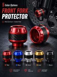 1 Set Of 2 Aluminum Alloy Front Fork Shock Cups, Carbon Fiber Texture Decor Fork Guard, Anti-Collision Mod Parts Fit Dirt Bike Motorcycle Electric Scooter - A - View 2