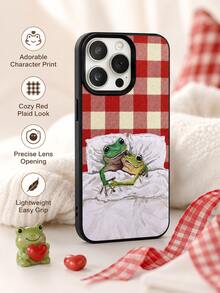 One PC Compatible With IPhone 17 Pro Max/17 Pro/17/16 Pro MAX/16 Pro/16/15 Pro MAX/15 Pro/15/14 Pro MAX/14 Pro/14/13 Pro MAX/13 Pro/13/12 Pro Max/12 Pro/11 Pro Max/11 Series, Featuring A Couple's Frog Design, Black-Edged TPU Soft Shell, And A Heartwarming, Romantic Frog Print Design For Full-Coverage Drop Protection. - Black - View 8