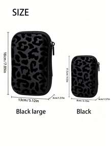 Caja de almacenamiento compacta de 4.3 pulgadas con carcasa dura de EVA y estampado de leopardo negro - Bolsa de almacenamiento protectora para viajes, adecuada para accesorios electrónicos, auriculares, discos duros y cables de datos; bolsa con cremallera resistente a caídas (solo la caja de almacenamiento) - Multicolor - Ver 4