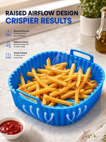Reusable Silicone Air Fryer Liner Non-Stick Baking Basket Dishwasher Kitchen Baking Tool Multi-Color - 1pc - View 11