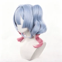 Blue Gradient Pink Wig, Rabbit Hole Cosplay Wig, Realistic Scalp Top, Tiger Claw Clip Twin Ponytails, Suitable For Anime Conventions, Carnivals, Halloween Wig Accessories - Rose Red - View 2
