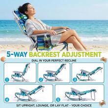 AORAN Portable And Foldable Backpack-Style Beach Chair With 5 Adjustable Tilt Angles. It Comes With A Cup Holder, Headrest, And Towel Rack. It Is Strong And Suitable For Beaches, Camping, And Outdoor Activities. Available In 3 Colors - Dark Blue Beach Chair - View 5