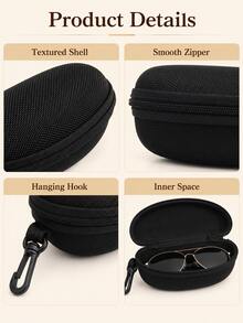 EVA Fashion Eyeglass Case With Zipper And Hook, Portable Hard Shell Glasses Storage Bag, Suitable For Travel, Backpack And Daily Use - Multicolor - View 3