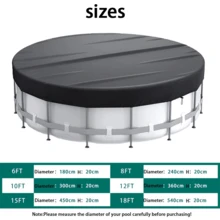 210D Oxford Fabric Round Above Ground Pool Cover, All-Season Foldable Waterproof Heat-Insulating Protective Cover, Anti-Leaf Snow Bug, Suitable For Inflatable Pools And Frame Pools, Outdoor Yard Villa Balcony Homestay - A - View 3
