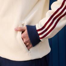adidas originals WAFFLE TRACK TOP 華夫格運動早春立領拉鍊條紋針織外套 男款 - 杏色 - 查看 4
