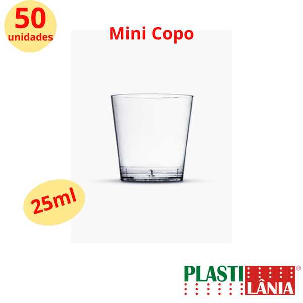 50 Unid Mini Copo Cristal 25ml Brigadeiro de Colher - Plastilânia PIC 025