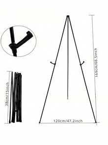 1pc 63 Inch Wedding Sign Stand, Foldable Floor Display Rack, Black Tripod, Suitable For Wedding Signs, Posters, Welcome Boards, Large Adjustable Metal Easel, Black Base, Easter Gift, Suitable For Wedding Banners And Poster Display, Desktop Metal Easel - Multicolor - View 5