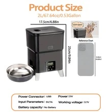 Dispenser Makanan Kering Kucing 2L/67.6oz, Pemberi Makan Otomatis untuk Anjing, Pemberian Makan Terjadwal, Mangkuk Stainless Steel Mudah Dibersihkan, Ditenagai Kabel USB, Kontrol Porsi yang Dapat Diprogram, Cocok untuk Kucing dan Anjing Kecil, Pemberian Makan Otomatis Harian - 2L - View 8