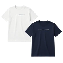 Set Of 2 Men's T-Shirts, 100% Premium Cotton, Printed, Various Colors, New Release - 海軍藍和白色 - 查看 1