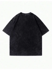 Plus Size Men's Black Vintage Gothic Style Print Casual T-Shirt - Black - View 3
