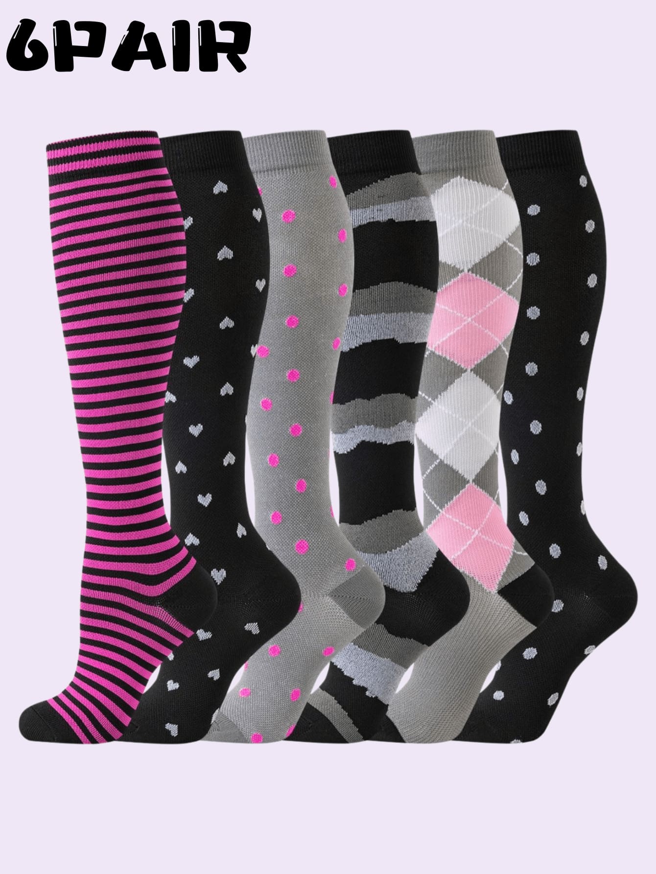 1/3/6 Pairs, Men's And Women's Sports Compression Socks, 15-20 MmHg, Best Support For Running And Cycling. Solid Color Sports Pressure Socks And Running Elastic Socks Wrap The Calves - Multicolor - View 1