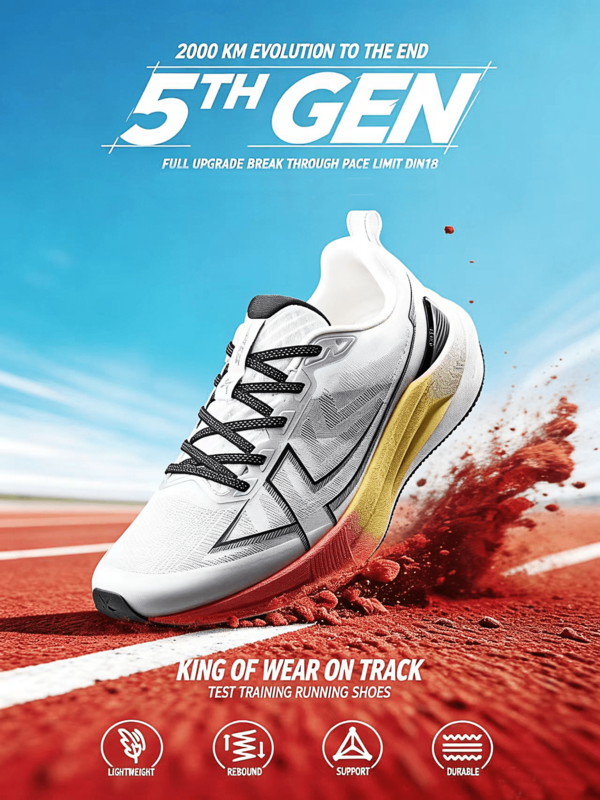 XTEP 2000km 5th Generation Wear-Resistant Running Shoes For Men And Teenagers, Sports Fitness Test Running Shoes, Sail White/Black