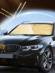 汽車遮陽傘，高效防紫外線，可折疊汽車擋風玻璃遮陽傘，適用於大多數車型，易於收納，隔熱，汽車配件 - A - 查看 5