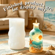 Healing Ocean Wave Embossed Aromatherapy Candle Silicone Mold. Seashell And Starfish Handmade DIY Aromatherapy Wax Cup Plaster Ornament Mold. It Can Be Reused And Can Be Given As A Holiday Gift To Family And Friends. - A-White - View 1