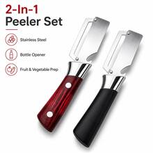 2-In-1 Stainless Steel Vegetable Peeler & Bottle Opener, Multifunction Manual Kitchen Peeling Tool For Potatoes, Carrots, Fruits & Vegetables, Ergonomic Handle Kitchen Gadget - Multicolor - View 12