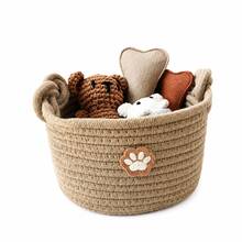 1PC Khaki Cotton Rope Storage Basket, Cute Bear Pattern Woven Storage Basket, Decorative Storage Bin For Desktop, Shelf, Bedroom, Wardrobe, Living Room - Multicolor - View 7