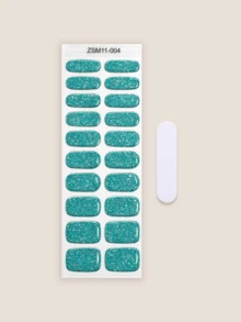 20片裝凝膠美甲貼片貼紙,無需UV燈,沙龍級長效持久,新款純色粉色美甲貼,跨境簡約美甲指甲油膜貼,防水,日韓風美甲貼紙 - 薄荷綠 - 查看 3