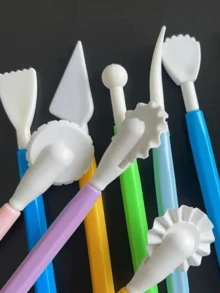 12Pcs/8pcs /4pcs Pottery Clay Tool Kit, Polymer Sculpting Carving Set With Texture Embossing Roller, Ideal For Baking Modeling Crafts - Multicolor - View 2