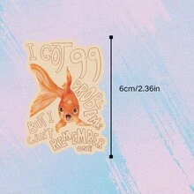 1pc/3pcs Funny Goldfish Text Stickers, Waterproof And Wear-Resistant, Cute Personalized Decorative Stickers, Suitable For Laptop, Water Bottle, Phone Case, Book, Desk Wall, Student Planner Material, DIY Decoration, Not Easy To Fall Off, Soft And Adorable - Vinyl - View 3