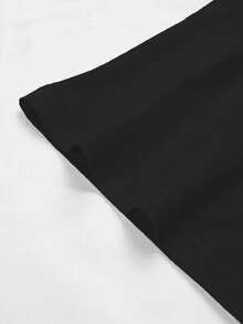 Un conjunto de manga corta para mujer, elegante e casual, , fabricado con material suave y transpirable, ideal para el ocio - negro+negro - Ver 5