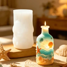 Healing Ocean Wave Embossed Aromatherapy Candle Silicone Mold. Seashell And Starfish Handmade DIY Aromatherapy Wax Cup Plaster Ornament Mold. It Can Be Reused And Can Be Given As A Holiday Gift To Family And Friends. - A-White - View 9