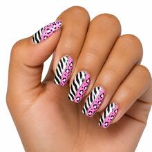 Finger Queen Short Square False Nails, Pink Animal Print, 24 Pieces - Pink Animal Print - View 1