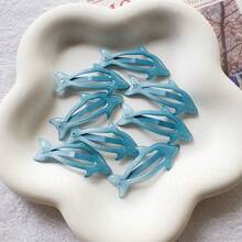 10/4/2pcs Summer Blue Dolphin Cute Hair Clips, Girls Bangs Clip Side Hair Accessory, Simple Loose Hair Clip, Fresh And Cute - Multicolor - View 3