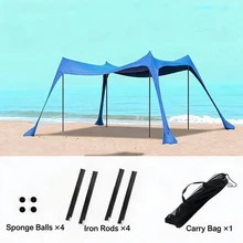 Beach Tent, Indoor Outdoor Portable Easy To Use Pop Up Canopy Upf50+ Sun Large Shelter Protection Stable Extra Windproof Ropes Carry Bag, For Friend Family Garden Lawn Yard Holiday Travel Camping Hiking Garden Picnics Fishing Backyard Fun Trips - Multicolor - View 8
