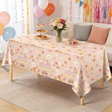 1/3pcs Daisy - Car Birthday Tablecloth Disposable Plastic Tablecloth Rainbow Hippie Birthday Party Supplies Party Decoration Vintage Daisy Party Tablecloth Rectangular Plastic Tablecloth 137x274cm - Multicolor - View 2