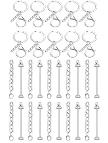 30pcs Double Bar Beaded Keychain Straps - DIY Silver Blank Beaded Keychains - Beaded Keychain Materials For DIY Gifts And DIY Wallet Making - DIY Kit - View 11