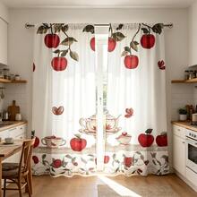 2pcs Fruit Embroidery Print Modern Curtains, 100% Polyester Fabric Durable, Suitable For Living Room, Bedroom, Kitchen, Bathroom Decor (Curtain Rods Not Included) - Multicolor - View 7