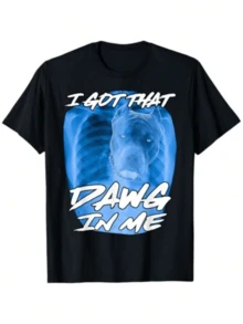 Radiografía azul con un perro poderoso en el pecho simbolizando fuerza interior y espíritu indomable camiseta de hombre moderna casual - Negro - Ver 1