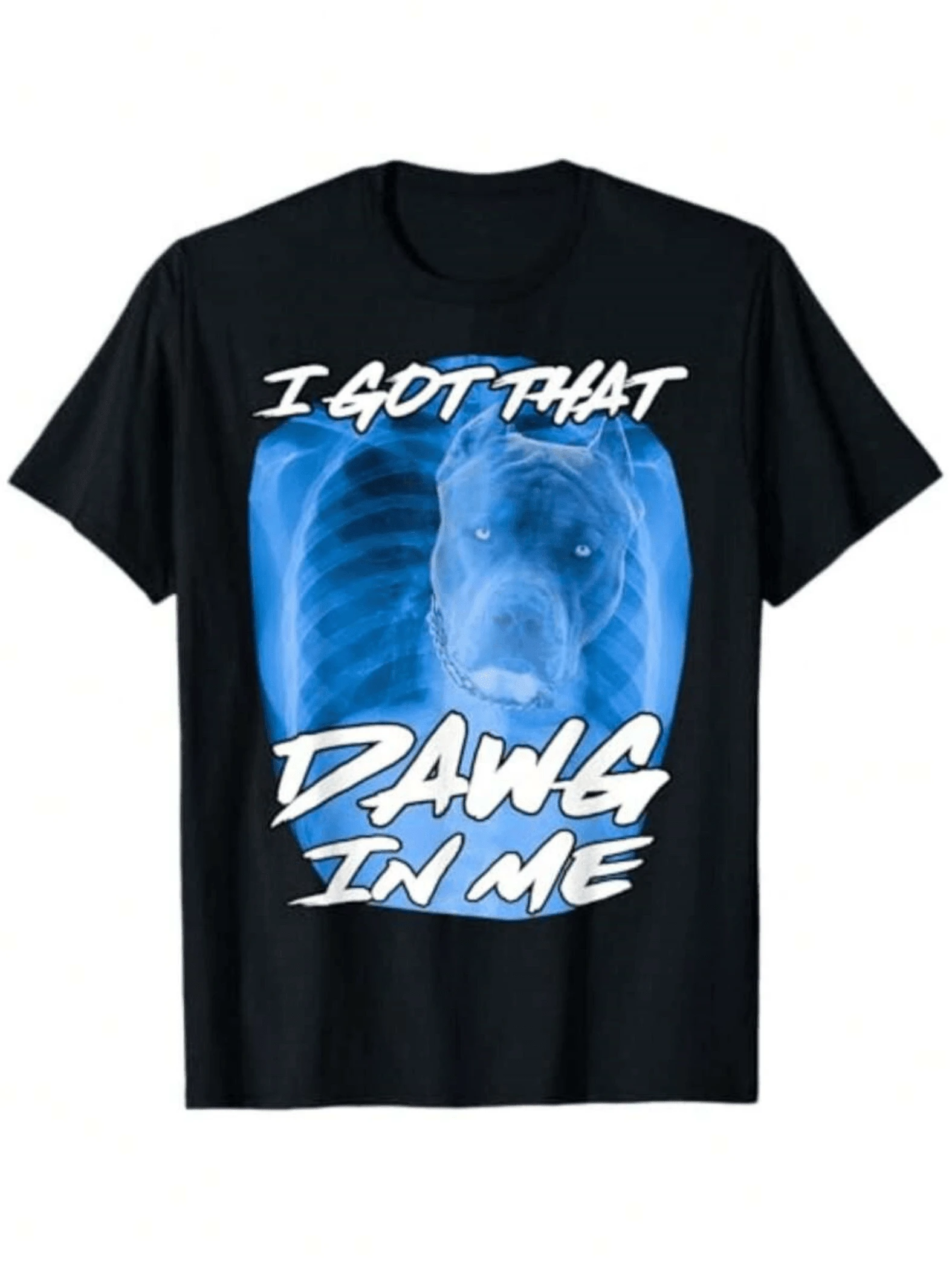 Radiografía azul con un perro poderoso en el pecho simbolizando fuerza interior y espíritu indomable camiseta de hombre moderna casual - Negro - Ver 1