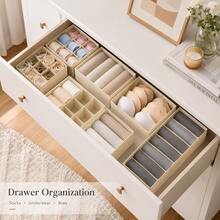 Drawer Storage Box, Underwear Storage, Bra Storage, Sock Divider, Foldable Fabric Storage Basket, Wardrobe & Vanity Storage Organizer, Divided Storage Box, Closet Storage Basket, Underwear, Tie, Scarf, Baby Clothes, Cosmetics Storage, Bedroom & Dorm Space-Saving Home Essential - Multicolor - View 6