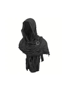 1Pc Post-Apocalyptic Distressed Scarf Shawl And Brooch Set, Medieval Renaissance Viking Style Faded Cloak, Halloween Costume Accessory - Style a - View 3
