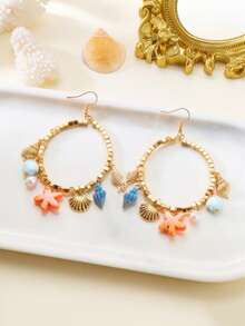1 Pair Summer Versatile Casual Ocean Style Bohemian Minimalist Vintage Starfish & Shell Earrings - Multicolor - View 2