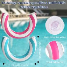 2pcs Striped C-Shaped Inflatable Floating Rings, Adult Water Floating Lounge Chair, Pool Party And Beach Leisure Float, Inflatable Raft, Suitable For Outdoor Swimming And Water Activities - Multicolor - View 4