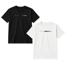 Set Of 2 Men's T-Shirts, 100% Premium Cotton, Printed, Various Colors, New Release - 黑白 - 查看 1