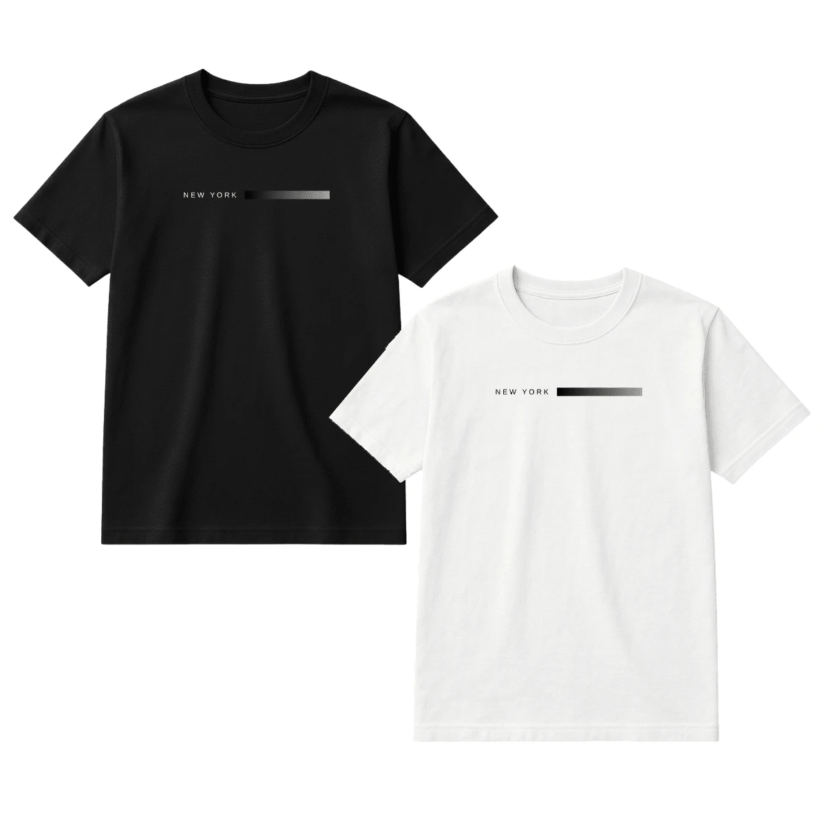 Set Of 2 Men's T-Shirts, 100% Premium Cotton, Printed, Various Colors, New Release - 黑白 - 查看 1